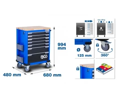 Bgs Technic Įrankių spintelė ant ratukų | su įrankiais | 7 stalčiai | 263 vnt (6066)