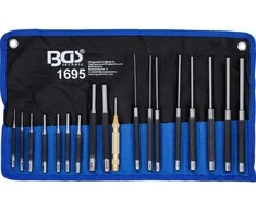 Bgs Technic Išmušėjų rinkinys – ekstra ilgi, grūdinti – 100/150/200 mm, 1,5–9,5 mm, su centruokliu – 18 vnt (1695)