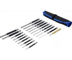 Bgs Technic Išmušėjų rinkinys – ekstra ilgi, grūdinti – 100/150/200 mm, 1,5–9,5 mm, su centruokliu – 18 vnt (1695)