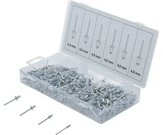 Bgs Technic Kniedžių rinkinys dėžutėje | aliuminis | Ø 2,4 - 4,8 mm | 400 vnt. (8058)