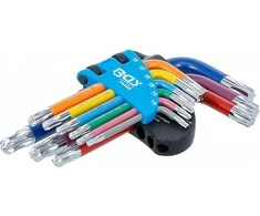 Bgs Technic L tipo raktų rinkinys | daugiaspalviai šarnyriniai | T-Star (Torx) T10 - T50 | 9 vnt. (74466)