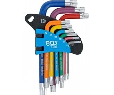 Bgs Technic L tipo raktų rinkinys | spalvoti | trumpi | T-Star su skylutėm (Torx) T10 - T50 | 9 vnt. (74460B)