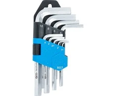 Bgs Technic L tipo raktų rinkinys | trumpi | hex šešiakampis 1,5 - 10 mm | 9 vnt. (807)