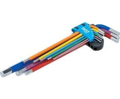 Bgs Technic L tipo veržliarakčių rinkinys | daugiaspalviai | labai ilgi | vidinis šešiakampis 1,5 - 10 mm | 9 vnt. (74456B)