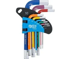 Bgs Technic L tipo veržliarakčių rinkinys | daugiaspalviai | trumpi | vidinis šešiakampis 1,5 - 10 mm | 9 vnt. (74454B)
