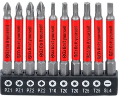 Bgs Technic Neslystantys magnetiniai sukimo antgaliai | PZ, T ir SL profiliai | 1/4" | 70 mm | 10 vnt. (4831)