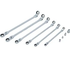 Bgs Technic Pailgintų terkšlinių vartomų dvipusių raktų rinkinys | su adapteriais galvutėms | 8 - 19 mm | 10 vnt. (1541)