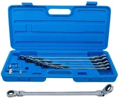 Bgs Technic Pailgintų terkšlinių vartomų dvipusių raktų rinkinys | su adapteriais galvutėms | 8 - 19 mm | 10 vnt. (1541)