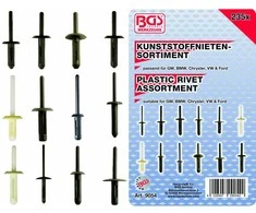 Bgs Technic Plastikinių kniedžių asortimentas automobiliams | GM, BMW, Chrysler, VW, Ford | 235 vnt. (9054)