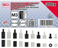 Bgs Technic Poveržlių movų ir Hex veržlių asortimentas | nailonas | 300 vnt. (9402)