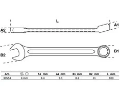 Bgs Technic Raktas kombinuotas | 4 mm (30554)