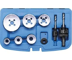 Grąžtas Bgs Technic Skylių pjovimo rinkinys – HSS bi-metal, su grąžtais vedliais – Ø22–65 mm, 40 mm, 8 vnt (3906)