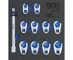 Bgs Technic Šoninių raktų rinkinys | Įrankių dėklas 1/6 | 10 mm (3/8") | 10 - 19 mm | 11 vnt. (9817)