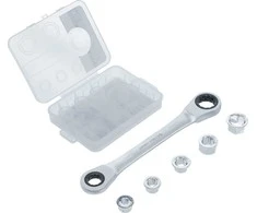 Bgs Technic Dvipusis terkšlinis veržliaraktis su adapterių rinkiniu | 8 - 19 mm | 6 vnt. (71016)