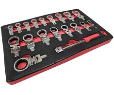Essen Tools Įstatomų kilpinių šarnyrinių veržliarakčių rinkinys | terkšliniai / paprasti | 8 - 22 mm | 19 vnt. (RWS19)