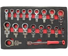 Essen Tools Įstatomų kilpinių šarnyrinių veržliarakčių rinkinys | terkšliniai / paprasti | 8 - 22 mm | 19 vnt. (RWS19)