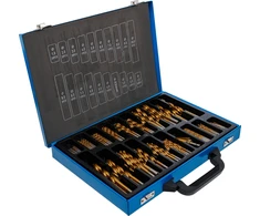 Grąžtas Bgs Technic Spiralinių ir pakopinių grąžtų rinkinys HSS su titano nitrido danga, 1–10 mm, 231 vnt. (72130)
