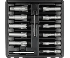 Grąžtas Toya Sa Poland TCT karūninių grąžtų rinkinys magnetinėms gręžimo staklėms 12–27 mm, 13 vnt. (YT-43413)