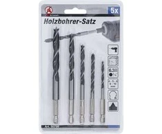 Grąžtas Bgs Technic Grąžtų medžiui rinkinys | 1/4" antgalis | 6 - 14 mm | 5 vnt. (50799)