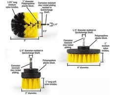 Kingrony Šepečių rinkinys su Hex 6.3 mm (1/4") galu | Nailonas | 3 vnt. (DB003)