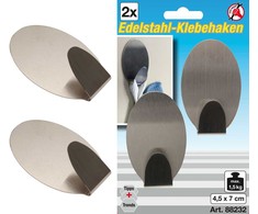 Bgs Technic Nerūdijančio plieno klijuojami kabliukai | 45 x 70 mm | 1.5kg | 2 vnt. (88232)