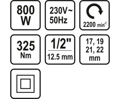 Bikuva.lt Toya STHOR 57091-Ratų veržliaraktis/325nm elektrinis 800W