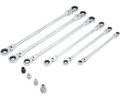 Bgs Technic Terkšliniai dvipusiai ilgi raktai | šarnyriniai | su adapteriais | 8x9 - 17x19 mm | 10 vnt. (91541)