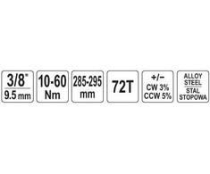 Yato Toya Sa Poland Dinamometrinis raktas | 10 mm (3/8") | 10 - 60 Nm (YT-07672)