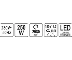 Yato Toya Sa Poland Elektrinis galąstuvas | su lempa | 250W (150X12,7 mm) (YT-822103)