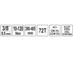 Yato Toya Sa Poland Dinamometrinis raktas | 10 mm (3/8") | 10 - 120 Nm (YT-07673)