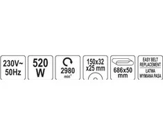 Toya Sa Poland Elektrinis galąstuvas | varinė apvija | YATO PREMIUM | 520W (150X32 mm) (YT-822112) (YT-822110)