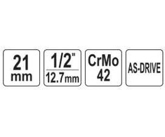 Yato Toya Sa Poland Galvutė smūginė ilga plonasienė | su plastikine apsauga | 12,7 mm (1/2") | 21 mm (YT-10587)