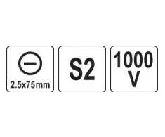 Toya Sa Poland Izoliuotas atsuktuvas elektrikui | labai plonas | 2,5 x 75 mm | 1000 V (YT-282640)