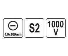 Yato Toya Sa Poland Izoliuotas atsuktuvas elektrikui | labai plonas | 4,0 x 100 mm | 1000 V (YT-282643)