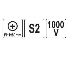 Yato Toya Sa Poland Izoliuotas atsuktuvas elektrikui | labai plonas | PH1 x 80 mm | 1000 V (YT-282651)