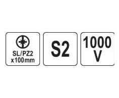 Yato Toya Sa Poland Izoliuotas atsuktuvas elektrikui | labai plonas | SL/PZ2 x 100 mm | 1000 V (YT-282663)