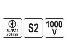 Yato Toya Sa Poland Izoliuotas atsuktuvas elektrikui | labai plonas | SL/PZ1 x 80 mm | 1000 V (YT-282662)