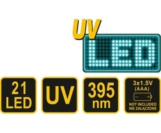 Vorel Toya Sa Poland UV žibintuvėlis ir akiniai kondicionavimo sistemos nuotėkio aptikimui | UV 21 LED (82756)
