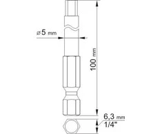 YATO antgalis 1/4" HEX 3x100mm + HEX 5x100mm 2 vnt.. 0494