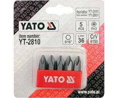 YATO smūginių atsuktuvų antgaliai, 5 vnt. PH2 2810