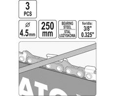 Yato Toya Sa Poland Dildelės | pjūklo grandinėms galąsti | 4.5 mm | 3 vnt. (YT-85026)