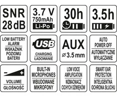 YATO elektroninės ausinės su išmania klausos apsauga YT-74625