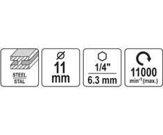 Yato Toya Sa Poland Freza metalui | 11 mm | šešiakampis (YT-61751)