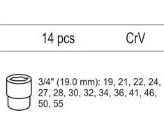 YATO Rinkinys PERFORUOTOS VERŽLĖS 3/4" 14 varžtų. (19 - 55 mm) SPINTELĖS ĮDĖKLAS YT-55457