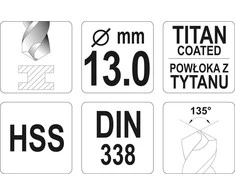 Toya Sa Poland Grąžtas metalui HSS-TIN 2.8 mm, 2vnt. (YT-44634)