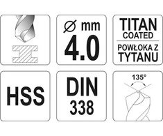 Toya Sa Poland Grąžtas metalui HSS-TIN 5.5 mm (YT-44653)