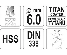 Toya Sa Poland Grąžtas metalui HSS-TIN 7.0 mm (YT-44656)