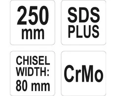 Grąžtas YATO Kaltas SDS PLUS plokščias 80mm