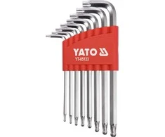 Yato Toya Sa Poland L tipo raktų rinkinys | ilgas tipas | T-Star (Torx) su šarnyru T9 - T40 | 8 vnt. (YT-05123)