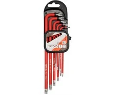 Yato Toya Sa Poland L tipo raktų rinkinys | ilgi | S2 | T-Star su skylutėm (Torx) T10 - T50 | 9 vnt. (YT-0563)